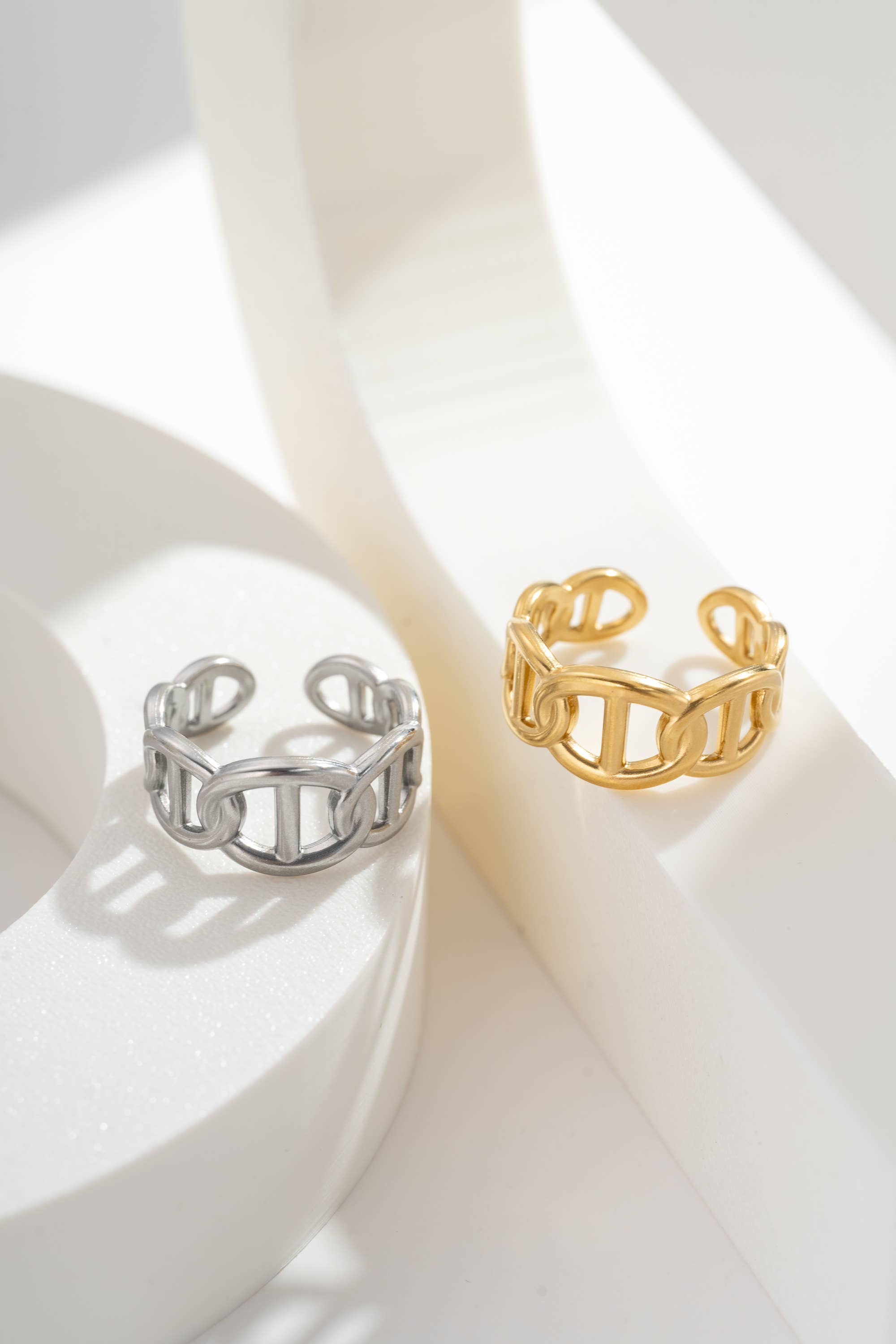 Bague maille marine argenté