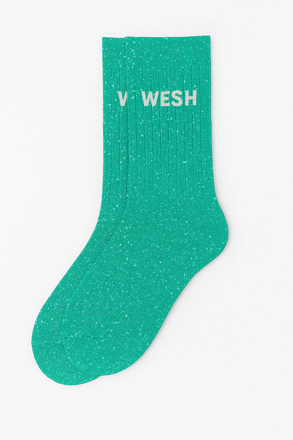 Chaussettes à Paillettes à Message "Wesh" Vert
