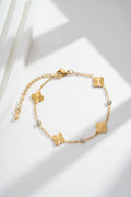 Bracelet trèfle doré cristaux scintillants