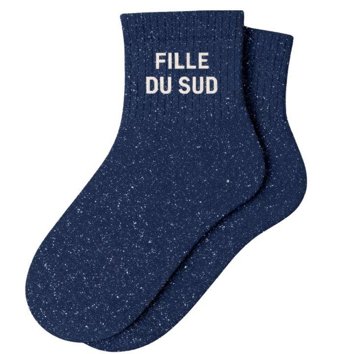Chaussettes Courtes à Paillettes "Fille Du Sud" - Marine