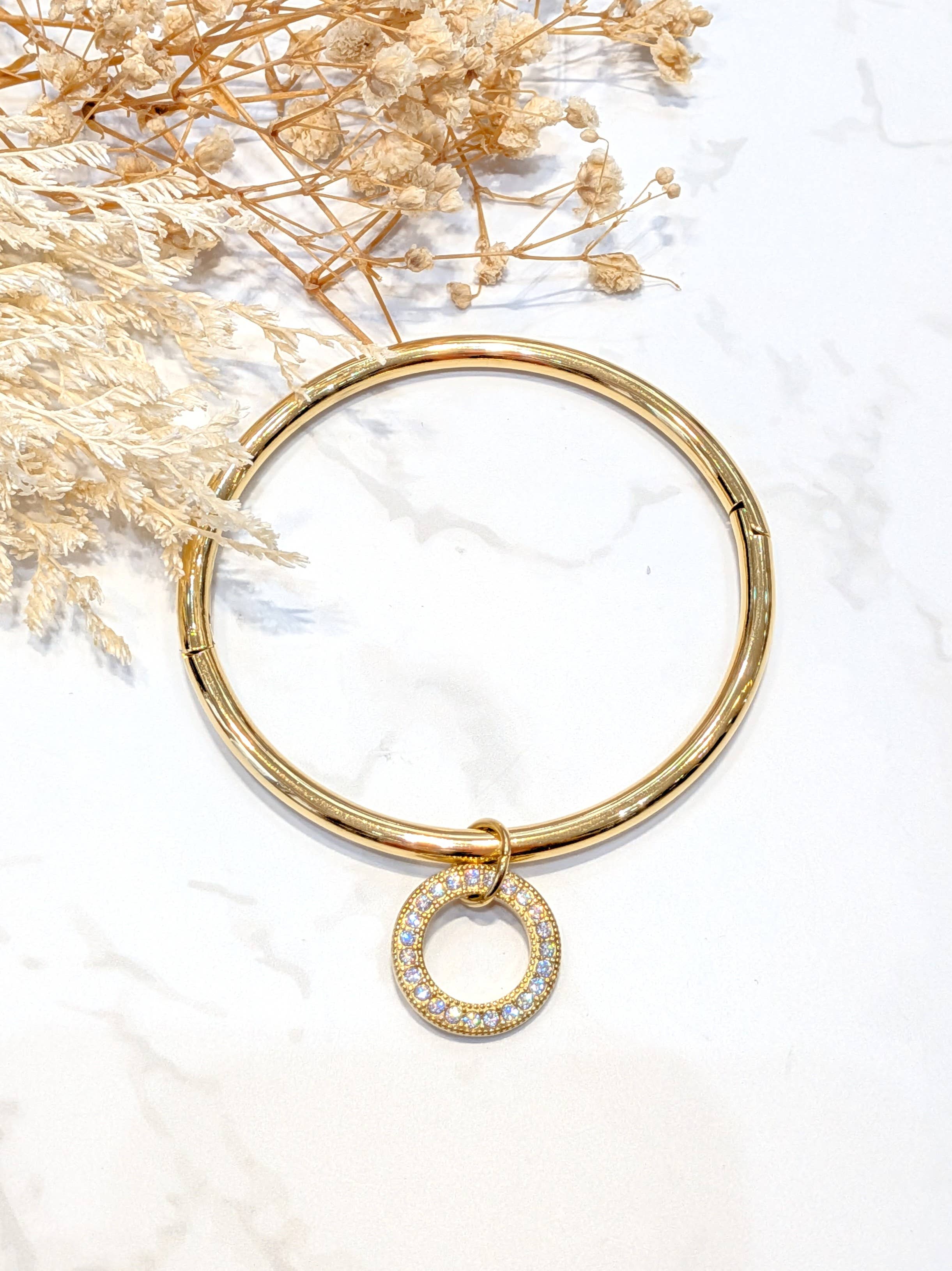 Bracelet jonc à breloque strass