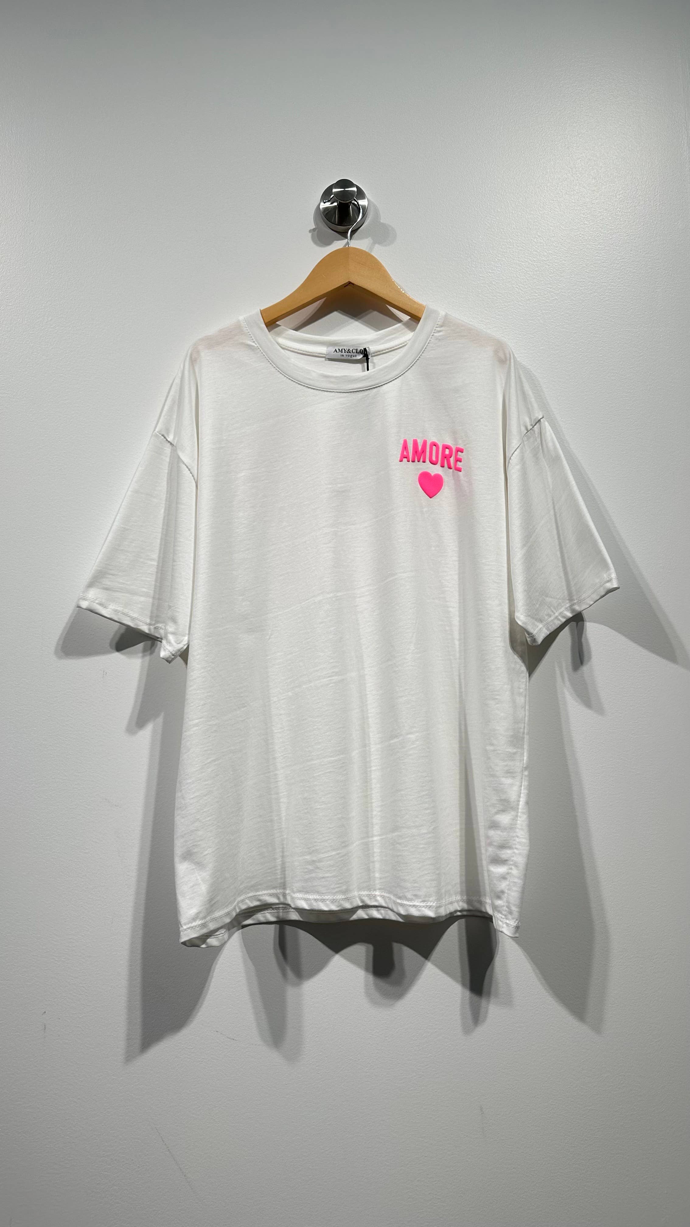 T-shirt "AMORE" graphic print: Orange / TU