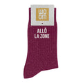 Chaussettes à Paillettes à Message "Allô la Zone" - Violet