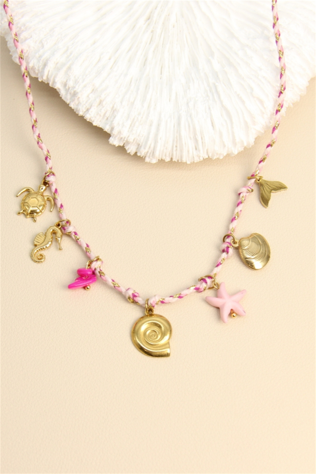 Collier Cordon Rose – Breloques Marines