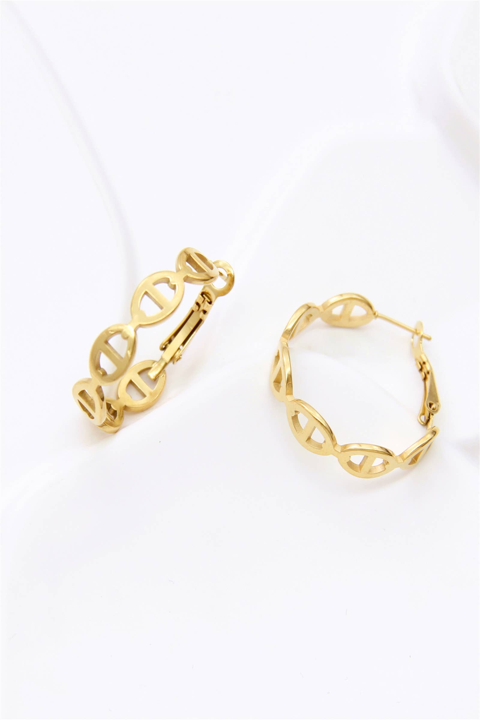 Boucle d'oreilles créoles, maille marine