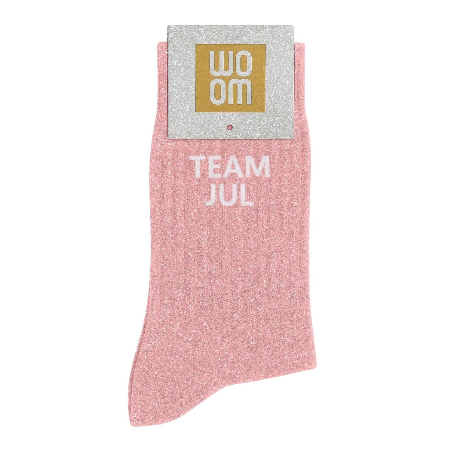 Chaussettes à Paillettes à Message "Team Jul" Rose