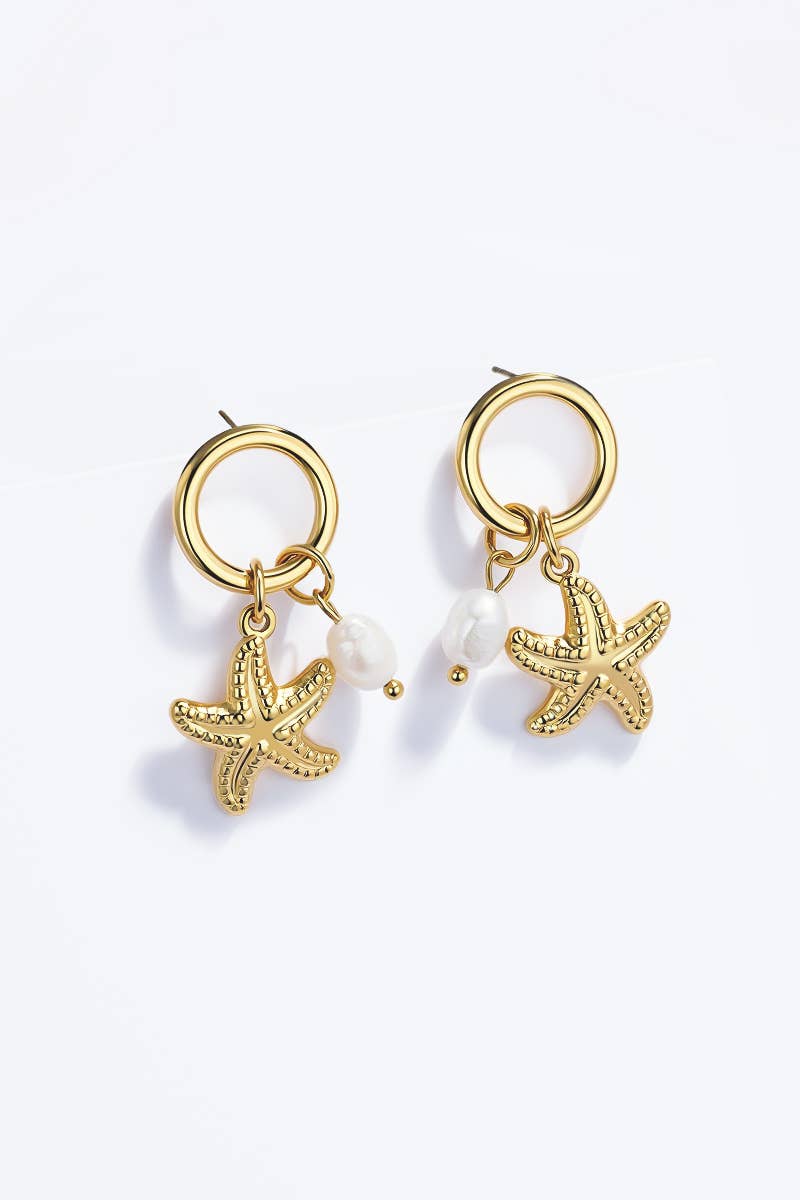 Boucles d'oreille fleurs et perles doré
