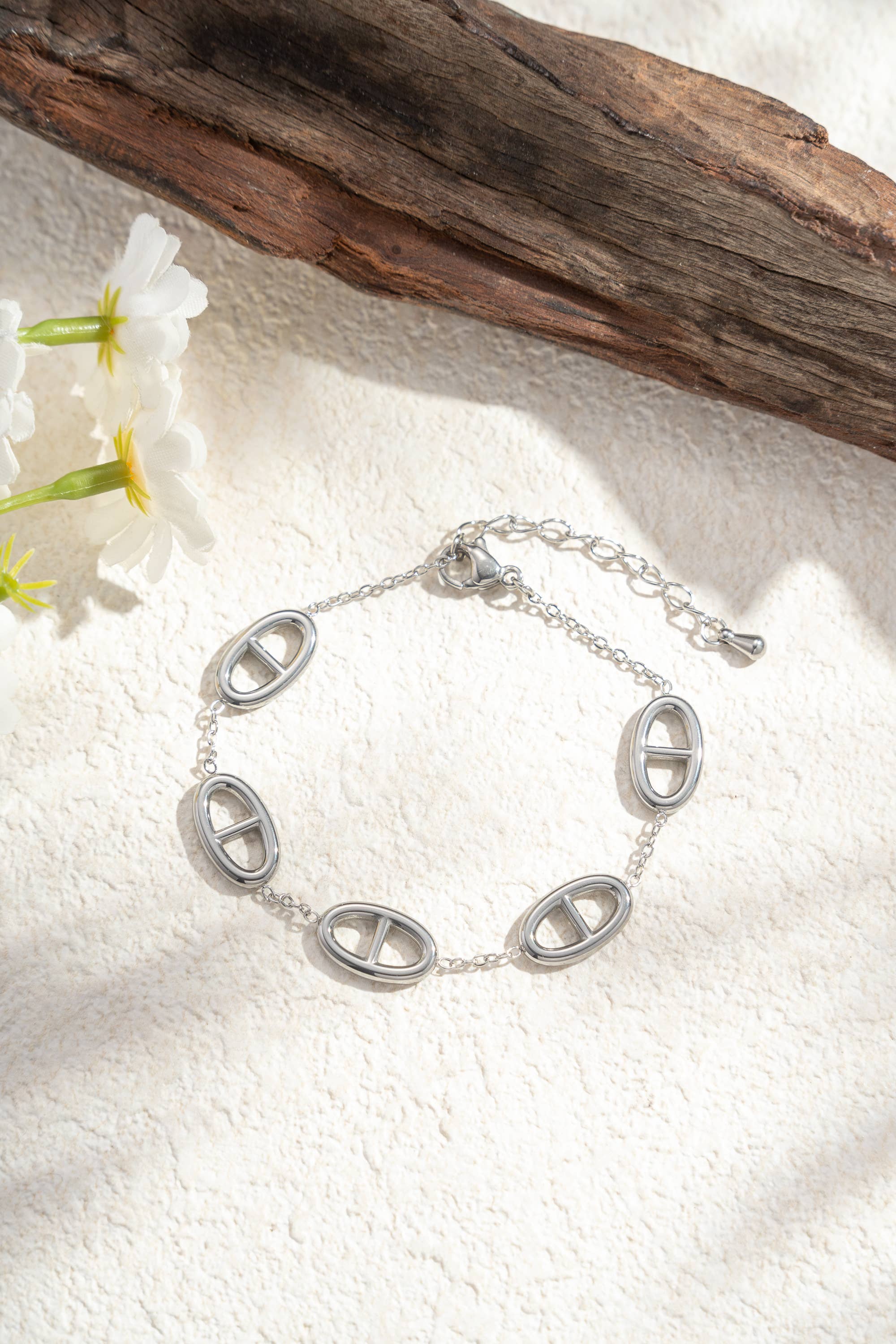 Bracelet maille marine argenté