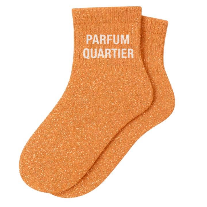 Chaussettes Courtes à Paillettes "Parfum Quartier" - Orange